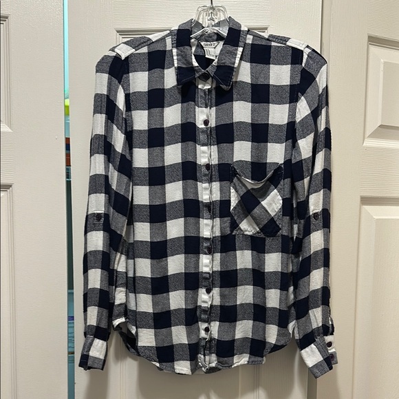 Forever 21 Tops - 3/$15 FOREVER 21 Navy&White Checkered WOMENS Flannel Shirt Pocket Sz M